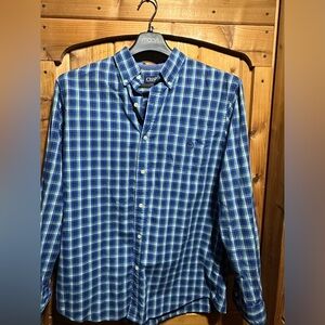 Chaps Easy Care Long-Sleeve Collared Button Down Plaid Dress Shirt Mens L